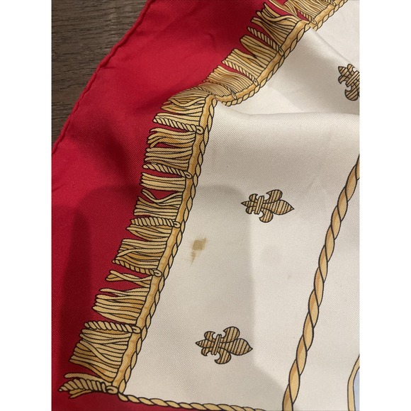 HERMES Paris "Vue du Carosse de la Galere la Reale" Silk Red Blue White Scarf - Picture 15 of 16